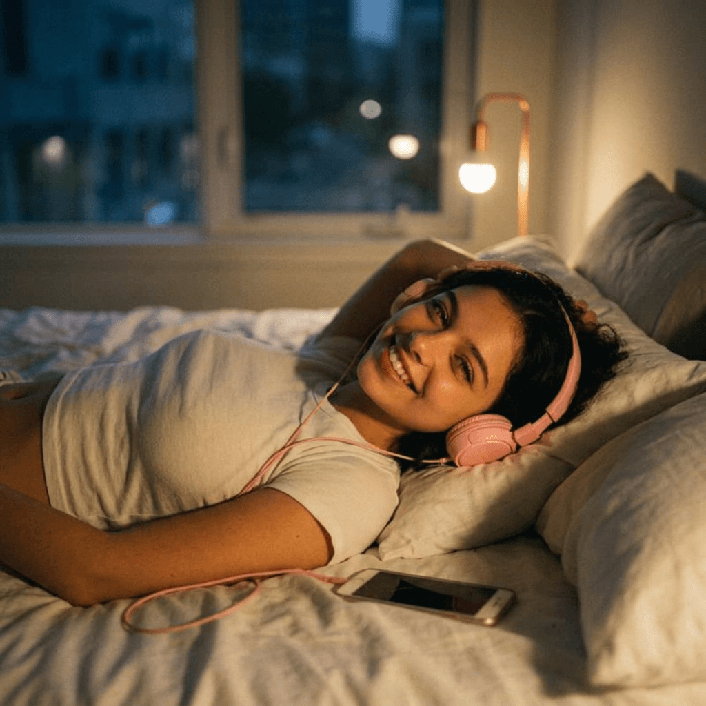 Anna — Listening To Music On Bed